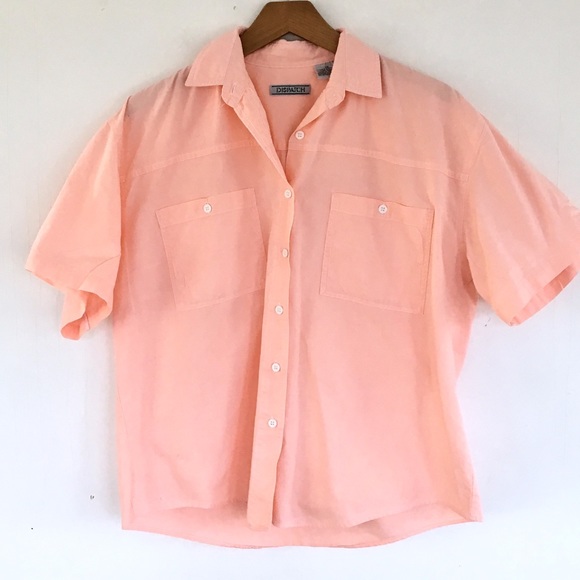 Vintage vibrant peach cotton boxy top - Picture 2 of 8